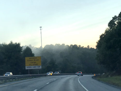 Entering the Green River Gorge on I-26 - I-26 and the Peter Guice Bridge – Driving to Meadowbrook Log Cabin