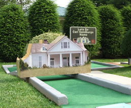 This one looks like Connemara, the Carl Sandburg House. - Laura E. Corn Mini-Golf at Boyd Park near Meadowbrook Log Cabin