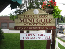 Laura E. Corn Mini-Golf at Boyd Park near Meadowbrook Log Cabin