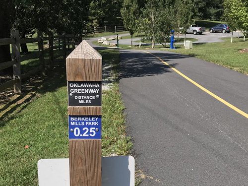 The Oklawaha Greenway Trail has mileage signs every quarter mile. - Oklawaha Greenway Trail – Things to Do Near Meadowbrook Log Cabin