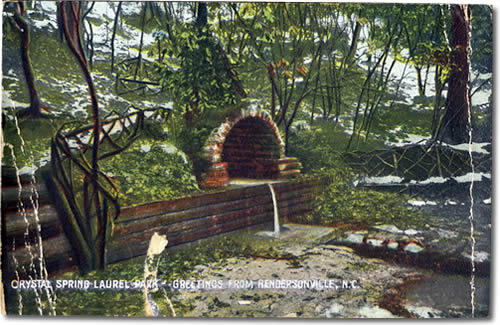 Old Postcard of Crystal Spring - Laurel Park History Drive to Jump Off Rock - Things to do near Meadowbrook Log Cabin, Hendersonville, NC