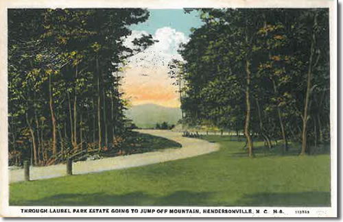 Old Postcard of Laurel Park Highway - Laurel Park History Drive to Jump Off Rock - Things to do near Meadowbrook Log Cabin, Hendersonville, NC