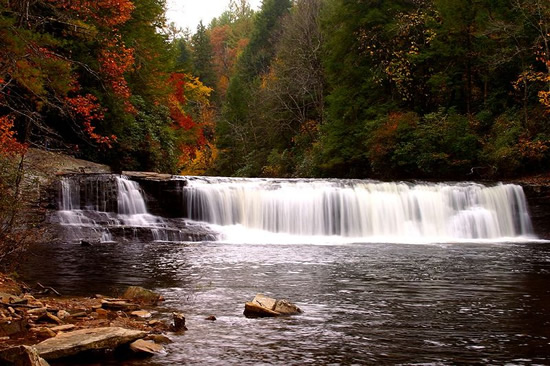 Hooker Falls Photo by Gary Stevens - Nearby Waterfall Walks – Meadowbrook Log Cabin, Hendersonville, NC