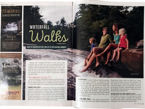 Waterfall Walks – When the Weather Gets Hot, Cool Off at These Natural Wonders by Kimberly Button AAA GO Magazine May/June, 2018 - Nearby Waterfall Walks – Meadowbrook Log Cabin, Hendersonville, NC