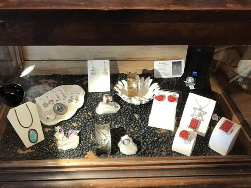 Timeless Jewelry Designs in Precious Metals by local jewelry artist Ruthie Cohen sold at the Firefly Craft Gallery in Historic Flat Rock