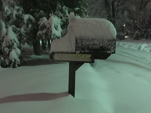 The Mailbox with Snow at Meadowbrook Log Cabin - Winter at the Cabin