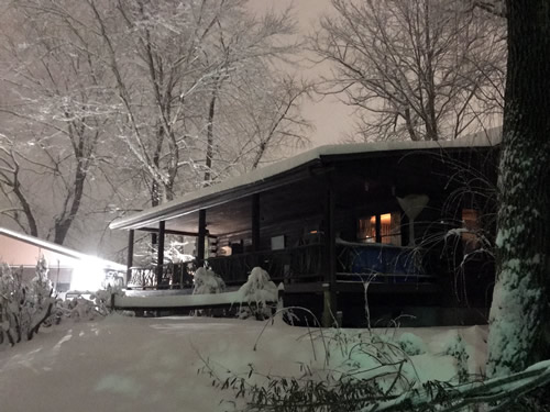 Snow at Meadowbrook Log Cabin - Winter at the Cabin