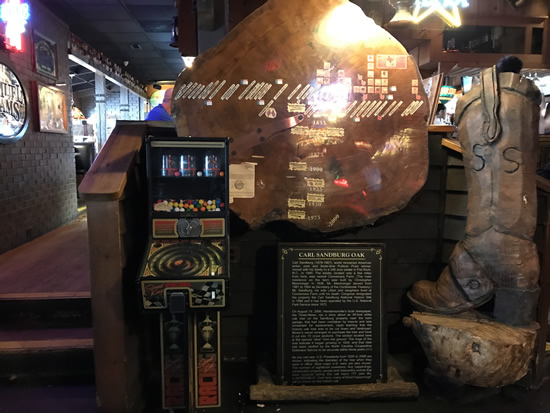 Carl Sandburg Oak at Binions Roadhouse in Hendersonville, NC