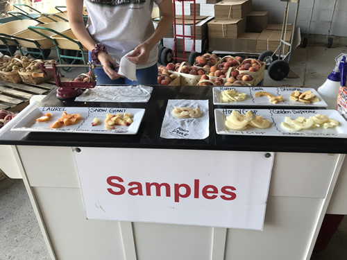 Try samples at Grandad's Apples