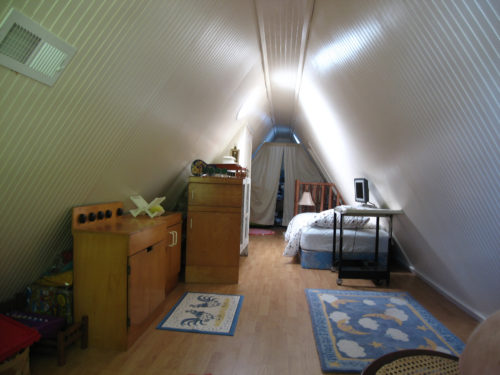 The attic when we were living in the log cabin Currently there is nothing in the attic.