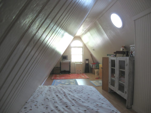 The attic when we were living in the log cabin Currently there is nothing in the attic.